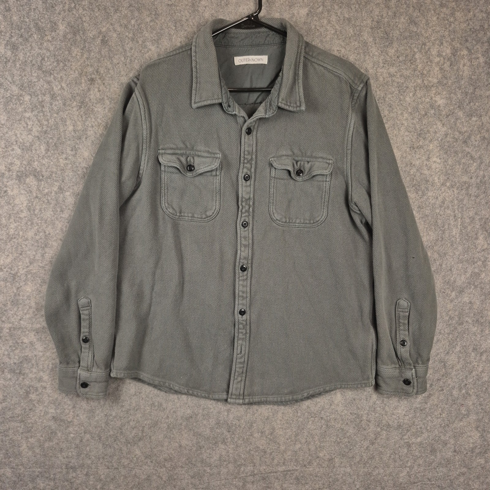 Outerknown Blanket Shirt Mens L Gray Flannel Button Up Shacket Overshirt Cotton Outerknown Blanket Shirt Mens L Gray Flannel Button Up Shacket Overshirt Cotton