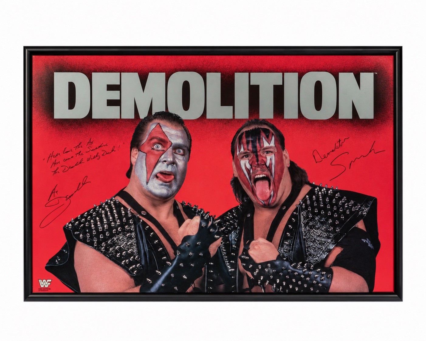 Original WWF DEMOLITION Ax & Smash Dual Signed 1989 Merch Catalog Poster FRAMED