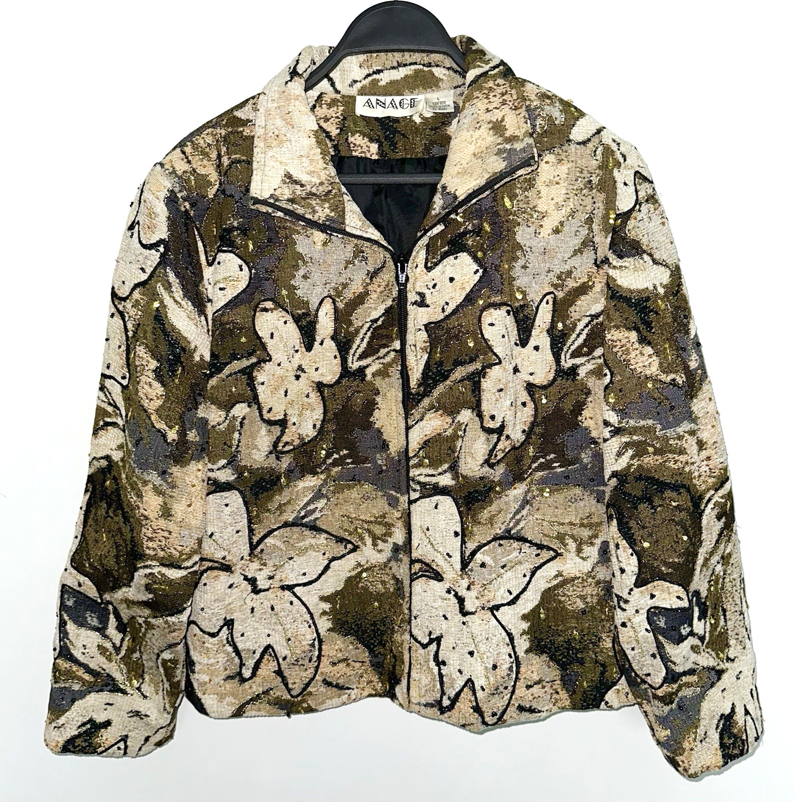 Vintage ANAGE Size Large Full Zip Jacket Embroidered Beaded Art To Wear Artsy Vintage ANAGE Size Large Full Zip Jacket Embroidered Beaded Art To Wear Artsy
