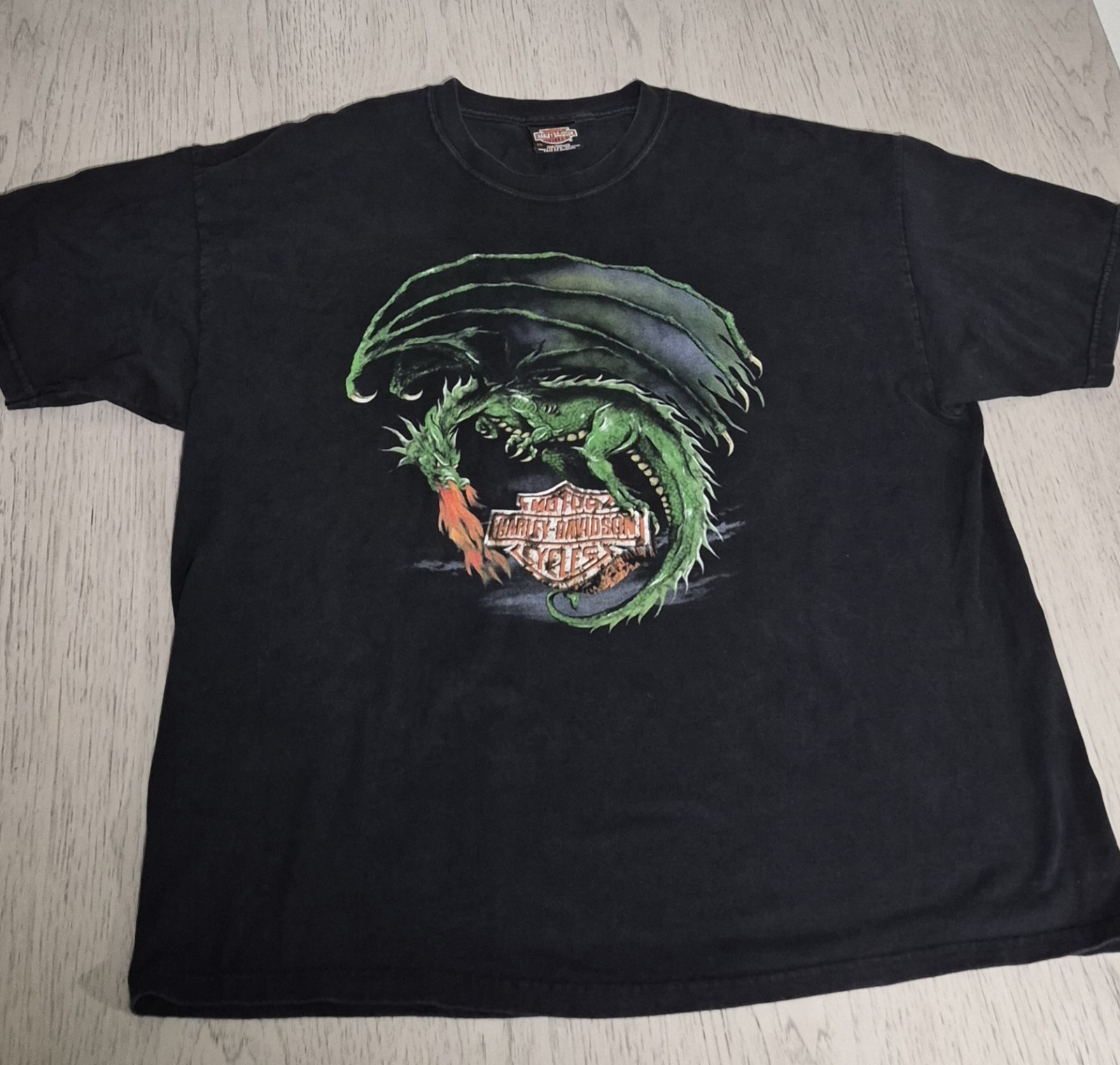 Vintage 2001 Harley Davidson Green Dragon T-shirt, Size XL