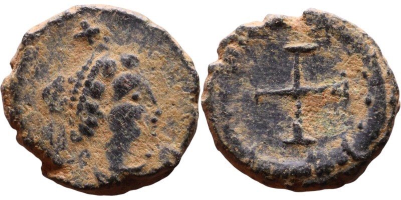 🔥VERY RARE*THEODOSIUS II-10mm/0.93g-CHF-CROSS-RIC X-CROSS ON HEAD-NICE PORTRAIT