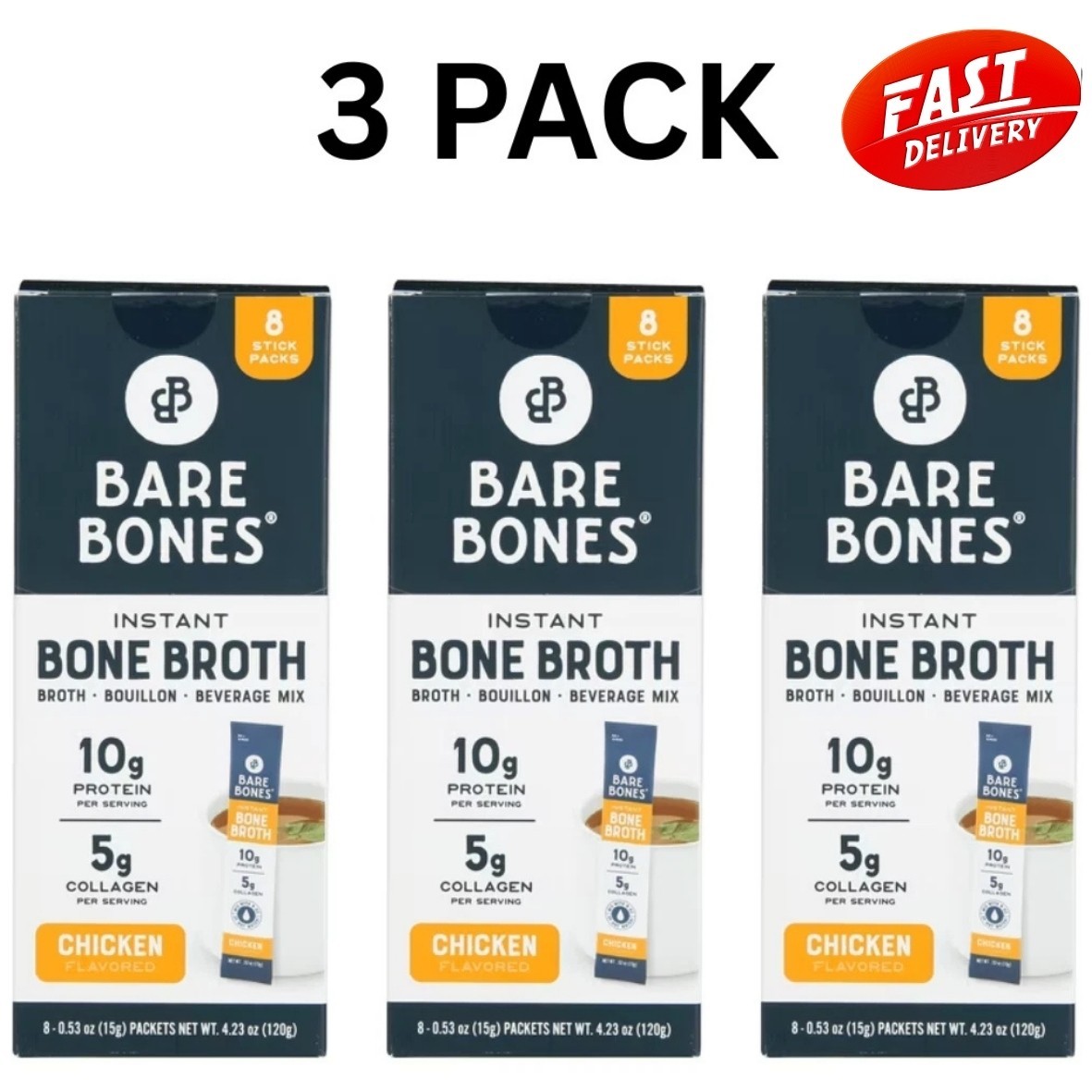 3 Pack Bare Bones Chicken Bone Broth Sticks 8 Pack Instant Broth Mix 3 Pack Bare Bones Chicken Bone Broth Sticks 8 Pack Instant Broth Mix