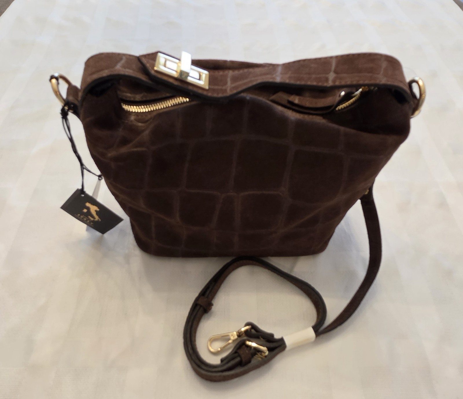 Claudia Firenze Chocolate Brown Suede Shoulder or Crossbody Bag NWT Claudia Firenze Chocolate Brown Suede Shoulder or Crossbody Bag NWT
