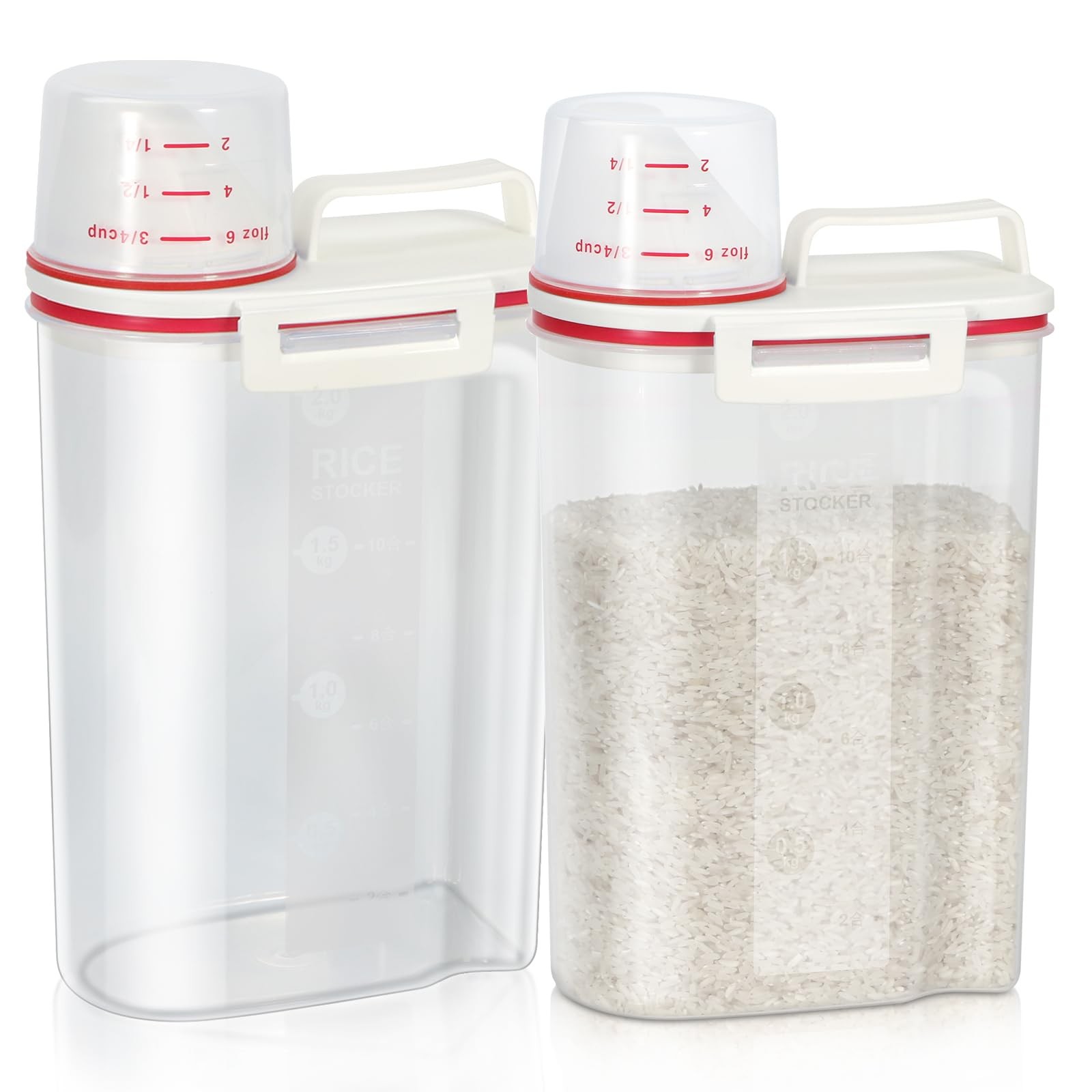 TBMax 2 Pack Rice Storage Containers 4 Lbs, Small Rice Dispenser with Measuring