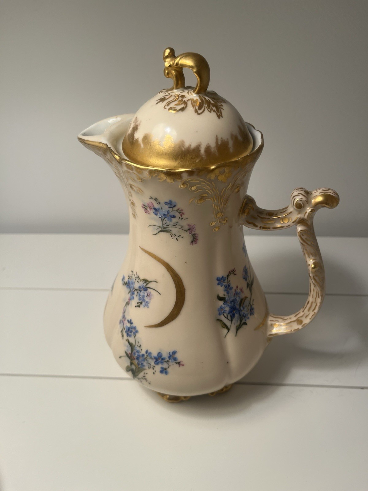 VTG Rare 2/92 Jean Pouyat Limoges Hand Painted Signed MGW Chocolate Pot w/Lid- VTG Rare 2/92 Jean Pouyat Limoges Hand Painted Signed MGW Chocolate Pot w/Lid-