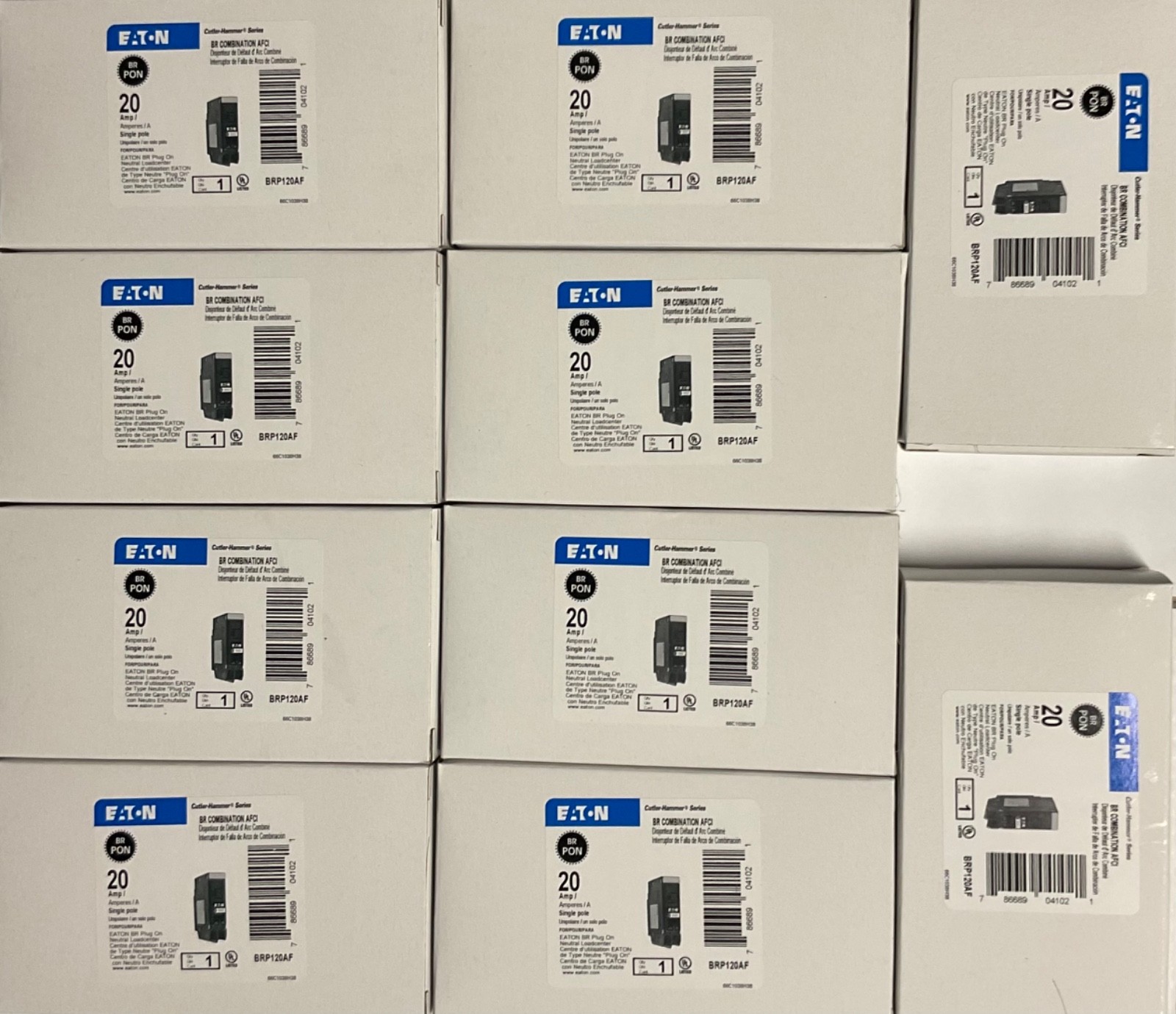 10PCS CUTLER HAMMER EATON BRP120AF 20A AFCI PLUG ON NEUTRAL (no wire) NEW IN BOX