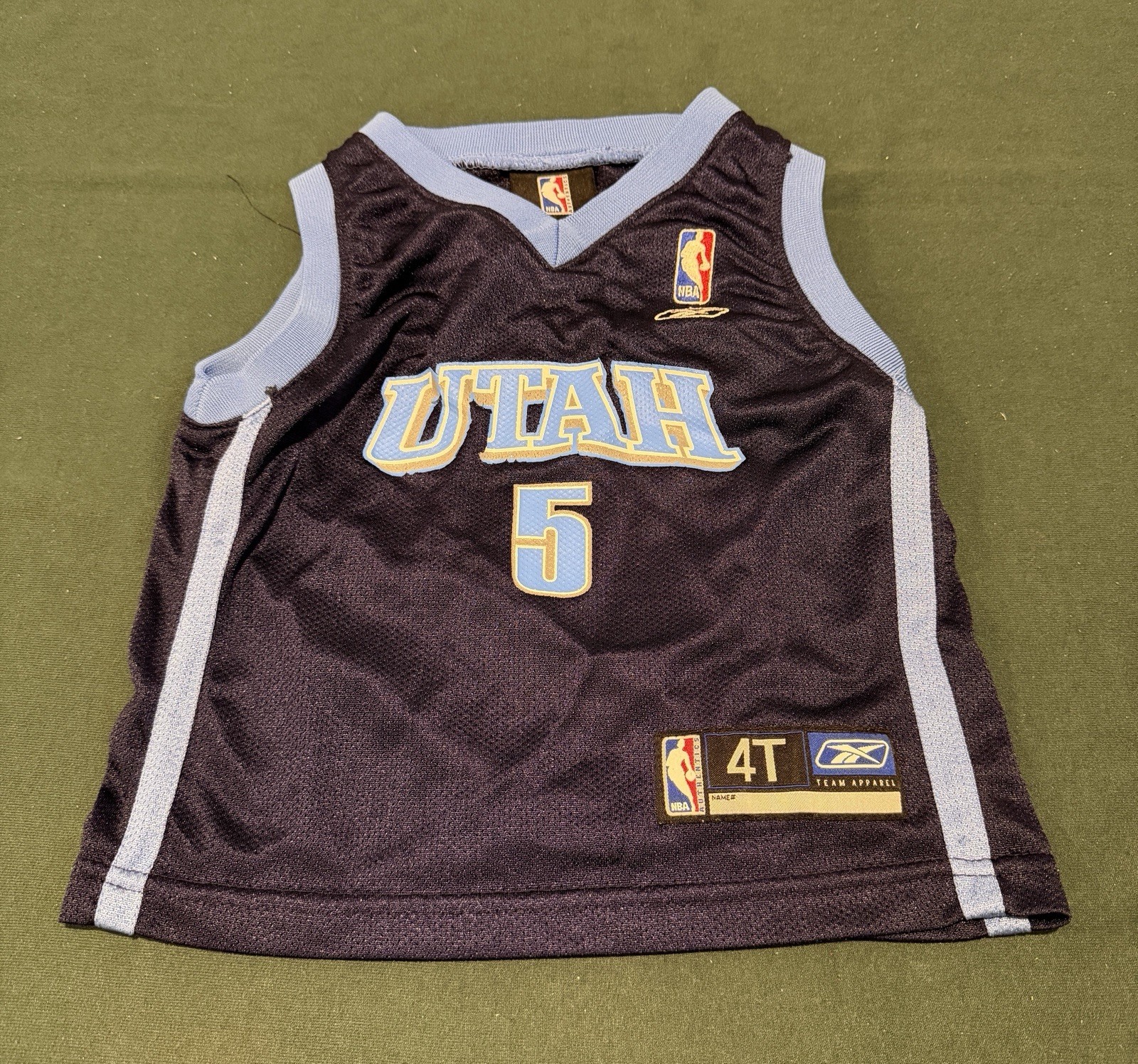 Vintage Reebok Utah Jazz Carlos Boozer 5 Jersey Toddler 4T Navy Blue NBA Mesh