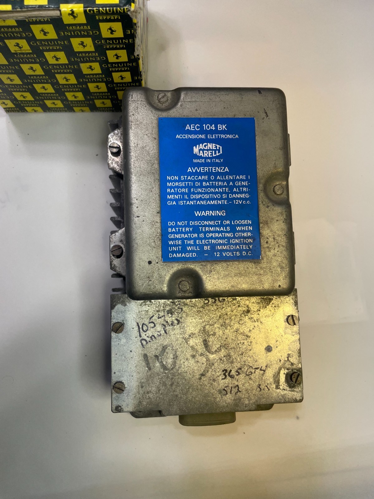 FERRARI 400i 512 365GT v12 MAGNETI MARELLI IGNITION BOX AEC 104BK FERRARI 400i 512 365GT v12 MAGNETI MARELLI IGNITION BOX AEC 104BK