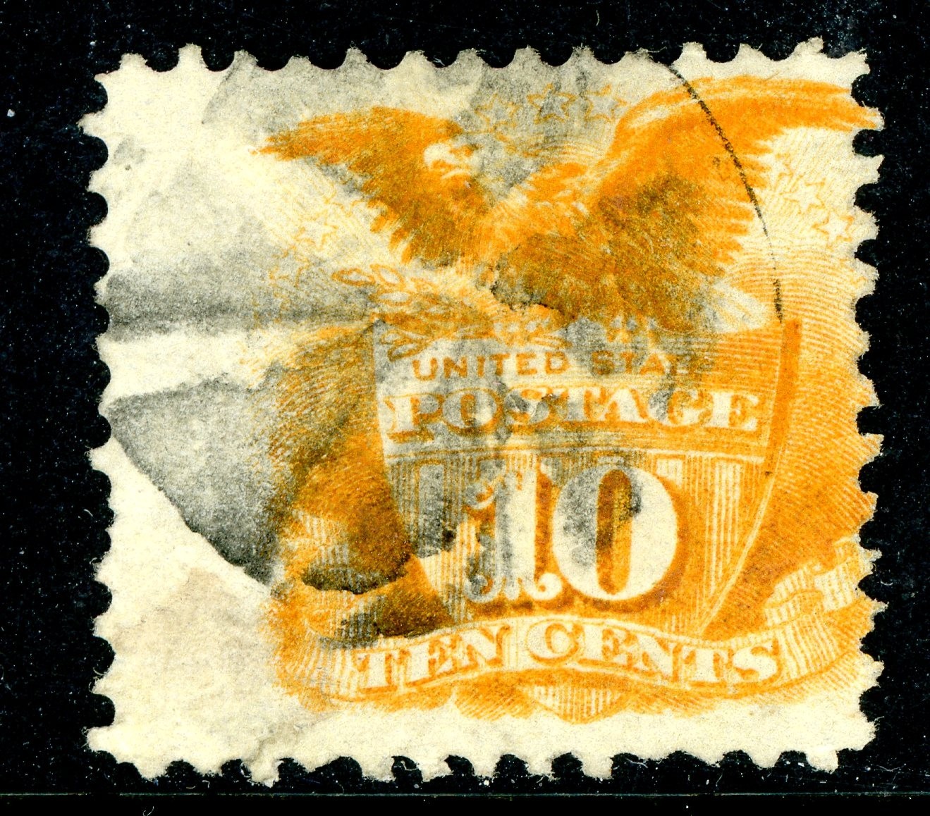 USA 1869 Pictorial 10¢ Eagle and Shield Scott #116 VFU Q537 USA 1869 Pictorial 10¢ Eagle and Shield Scott #116 VFU Q537