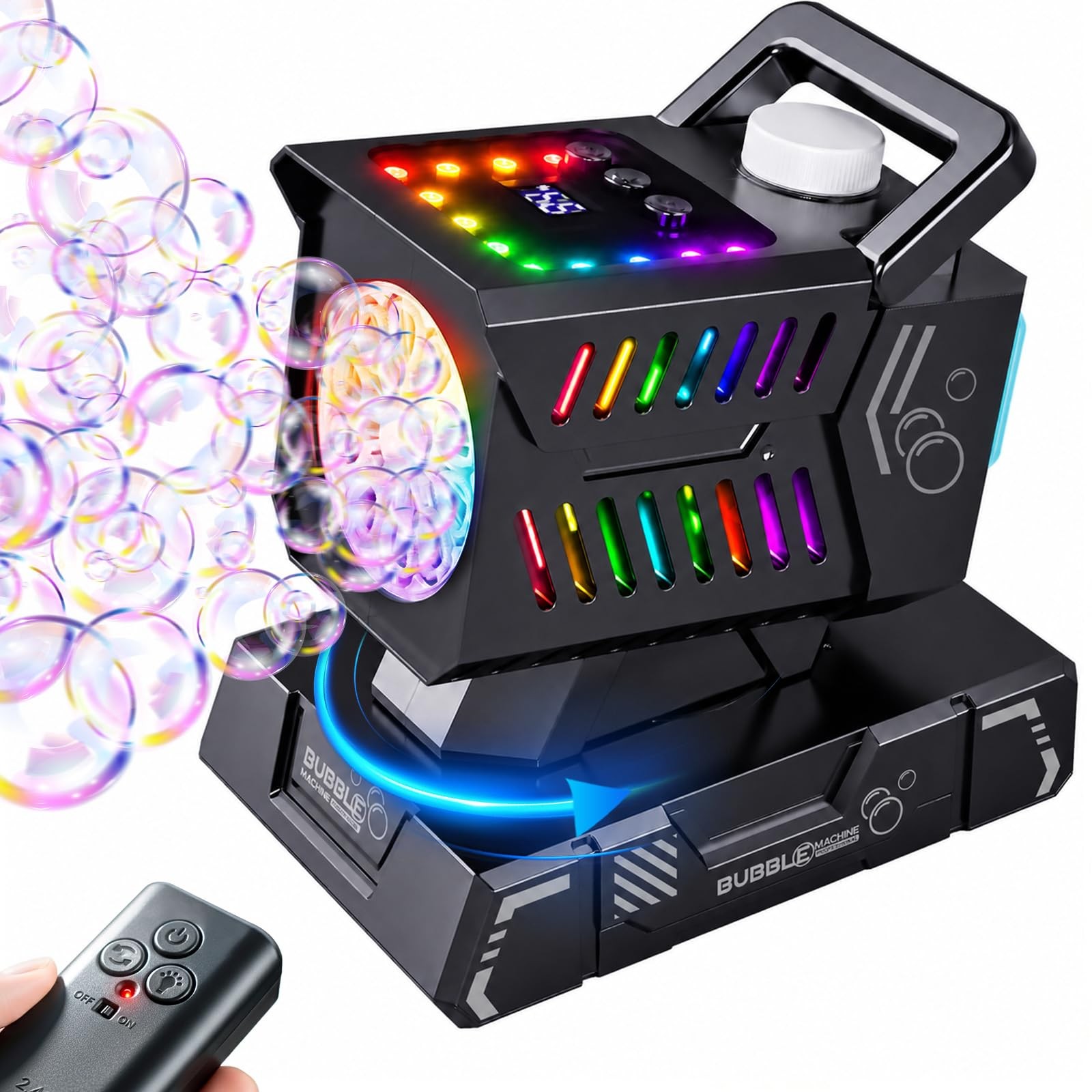 SHCKE Bubble Machine with Remote Control, Auto Rotation & 11 RGB Lights Black SHCKE Bubble Machine with Remote Control, Auto Rotation & 11 RGB Lights Black