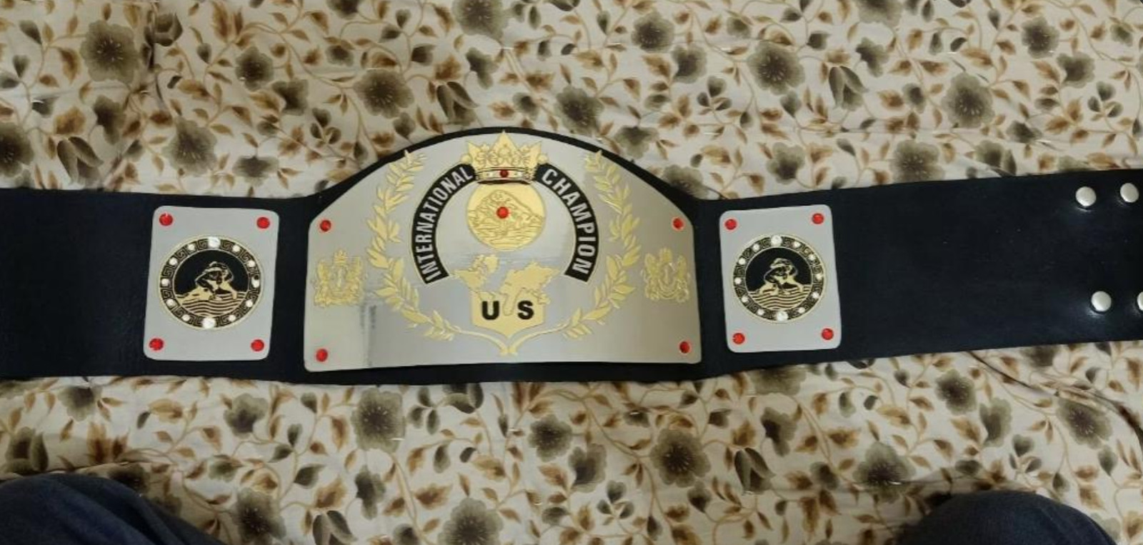 AWA International Championship Replica Belt Gold Plated 2mm Zinc Real Leather