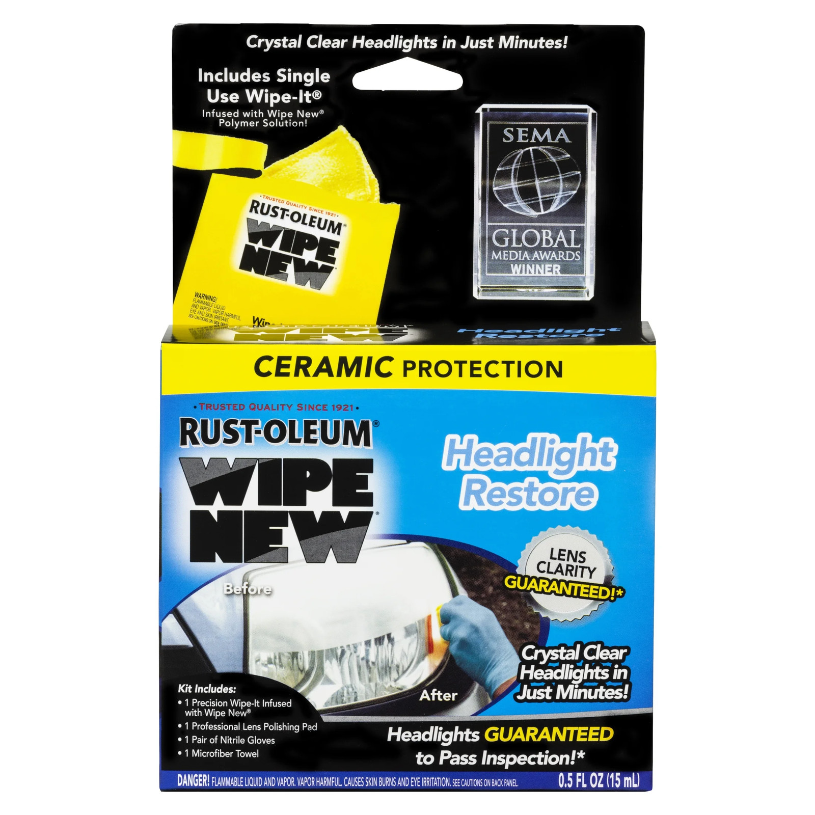 Rust-Oleum Headlight Restore Kit 0.34 Fl Oz Wipe-On Applicator Universal