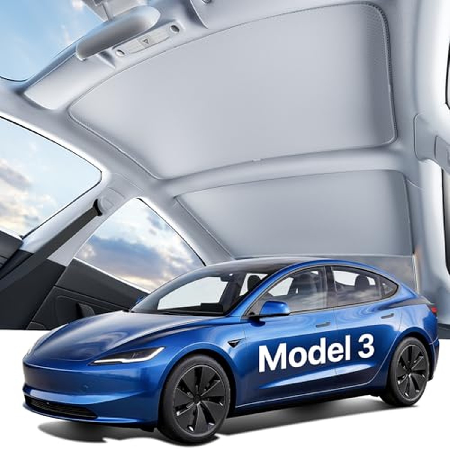 Nmoiss Tesla New Model 3 Sunshade Roof (2024–2026) Double-Layer Never Sag Nmoiss Tesla New Model 3 Sunshade Roof (2024–2026) Double-Layer Never Sag