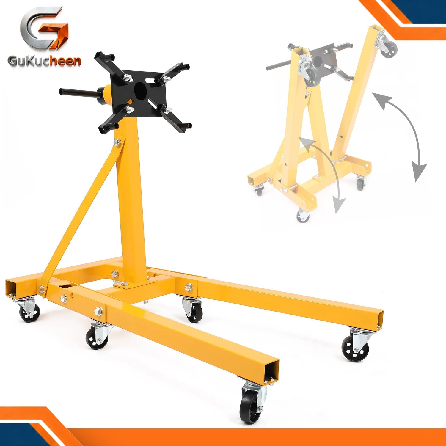 2000lb Steel Rotating Engine Stand with 360 Degree Rotating Head & Folding Frame