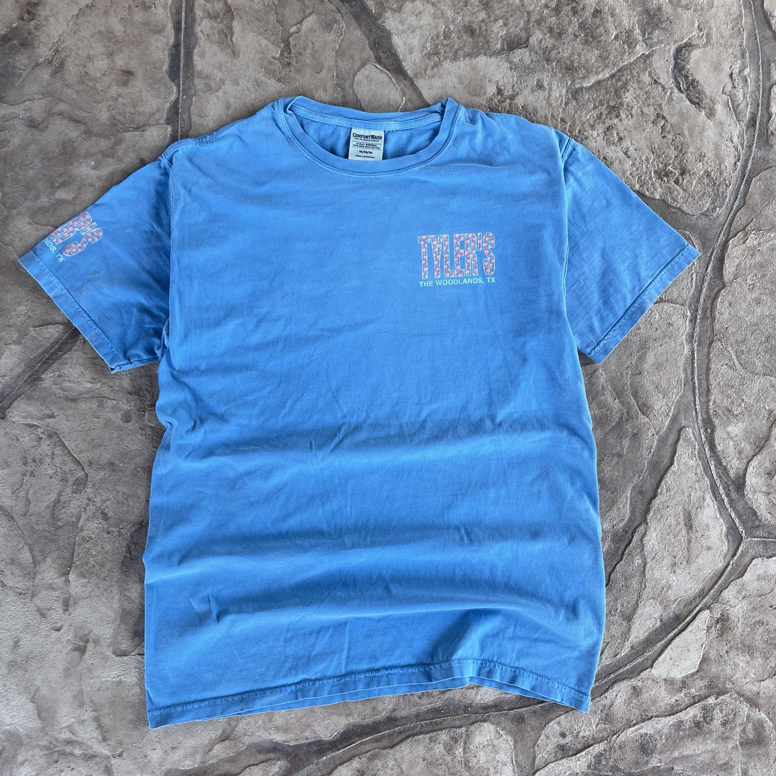 ComfortWash Paradise Tropical Trees Woodlands T Shirt Blue Medium Men’s