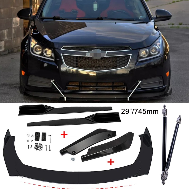 For 10-21 Chevrolet Cruze Front &Rear Bumper Lip Splitter Side Skirts Strut Rods