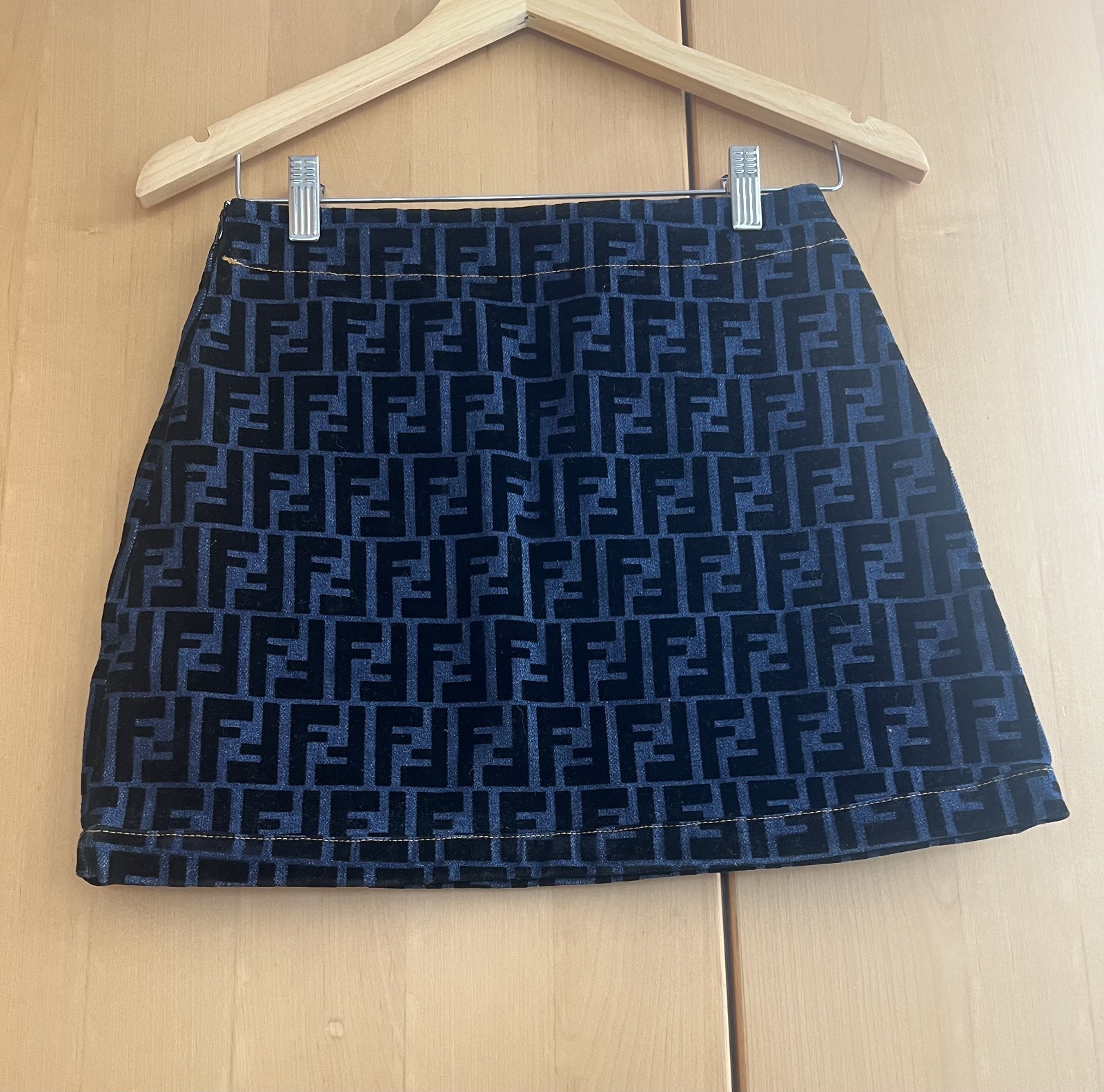 Fendi short denim skirt with monogram, Size S Fendi short denim skirt with monogram, Size S
