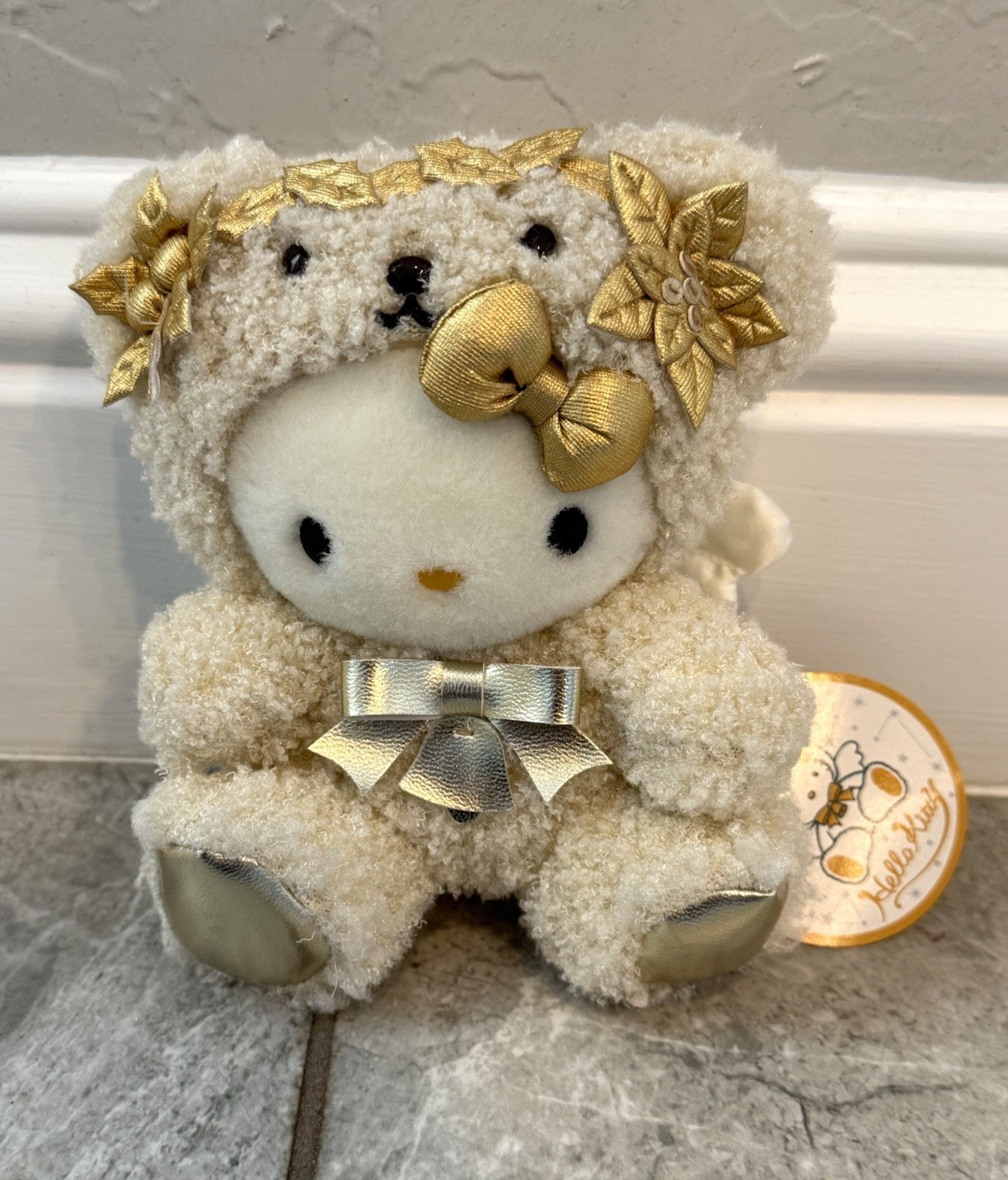 Vintage 2002 Sanrio Hello Kitty Angel Teddy Bear Plush Gold Wings W original Tag