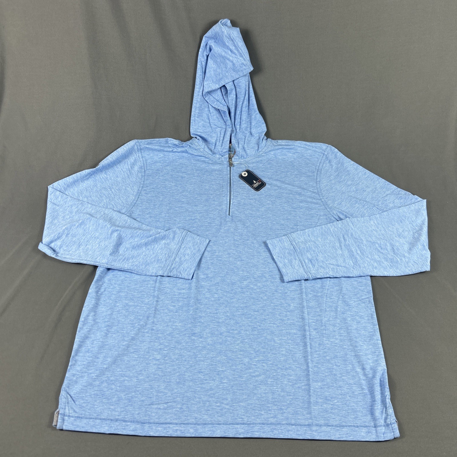 Johnnie-O Golf Hoodie Pullover Welsey 1/4 Zip Large Malibu Polyester MSRP $128