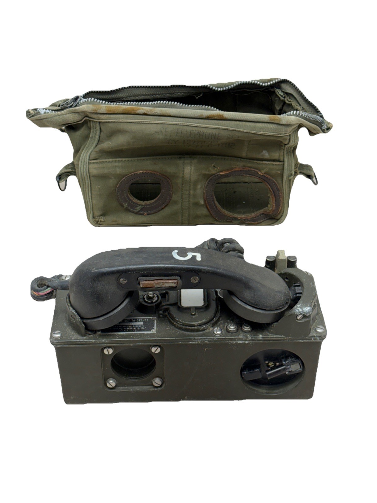 US ARMY USGI Radio TA-312/PT Field Phone Telephone For Parts Not Working