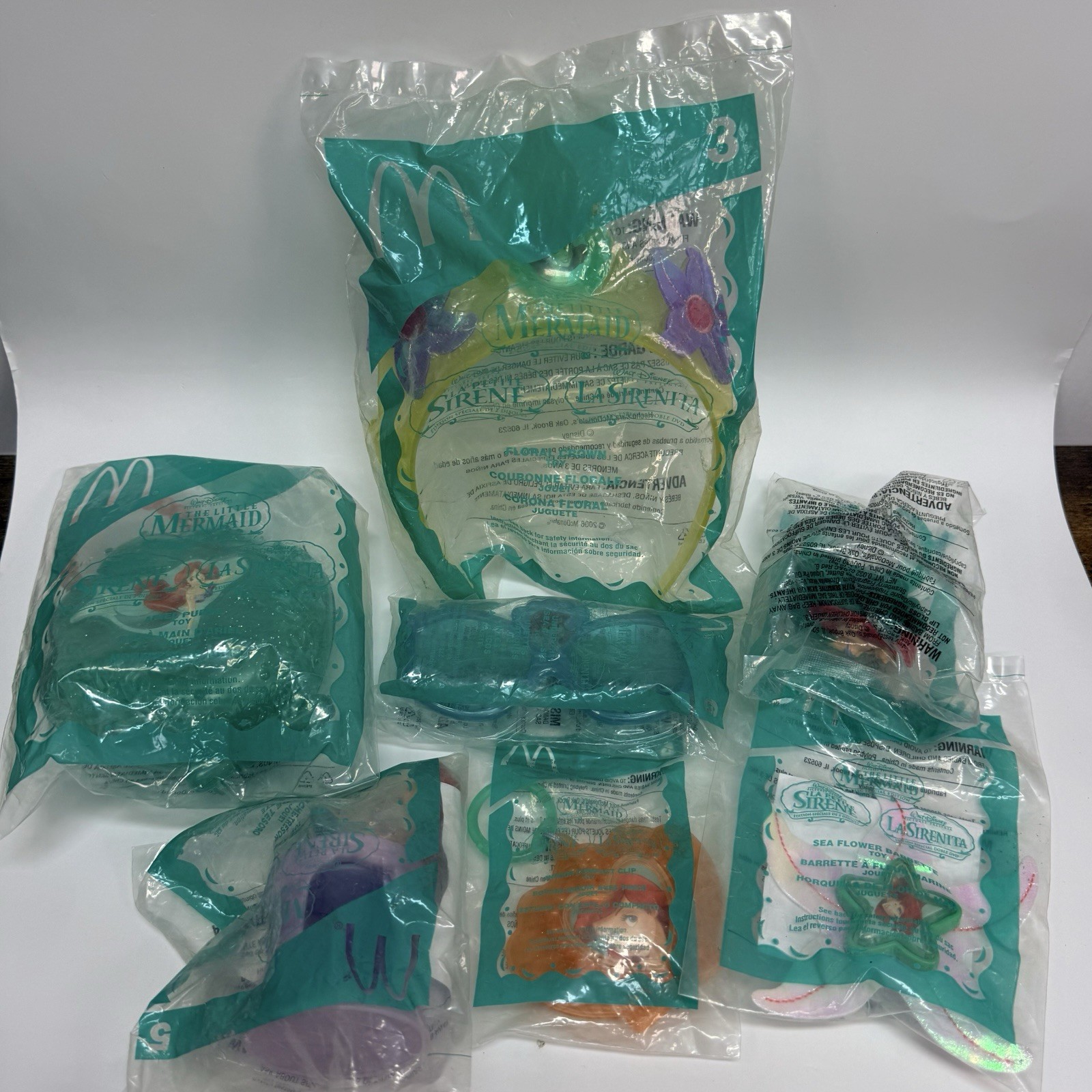 McDonald\'s Happy Meal The Little Mermaid 2006 Toy Lot Full Set 7 Pieces Sealed McDonald\'s Happy Meal The Little Mermaid 2006 Toy Lot Full Set 7 Pieces Sealed