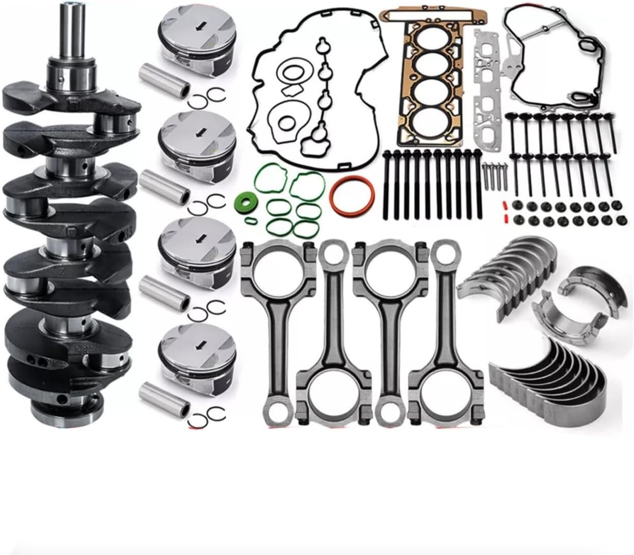 Engine Rebuild Overhaul Kit with Crankshaft, Head Gasket Set, Piston, Connecting Engine Rebuild Overhaul Kit with Crankshaft, Head Gasket Set, Piston, Connecting