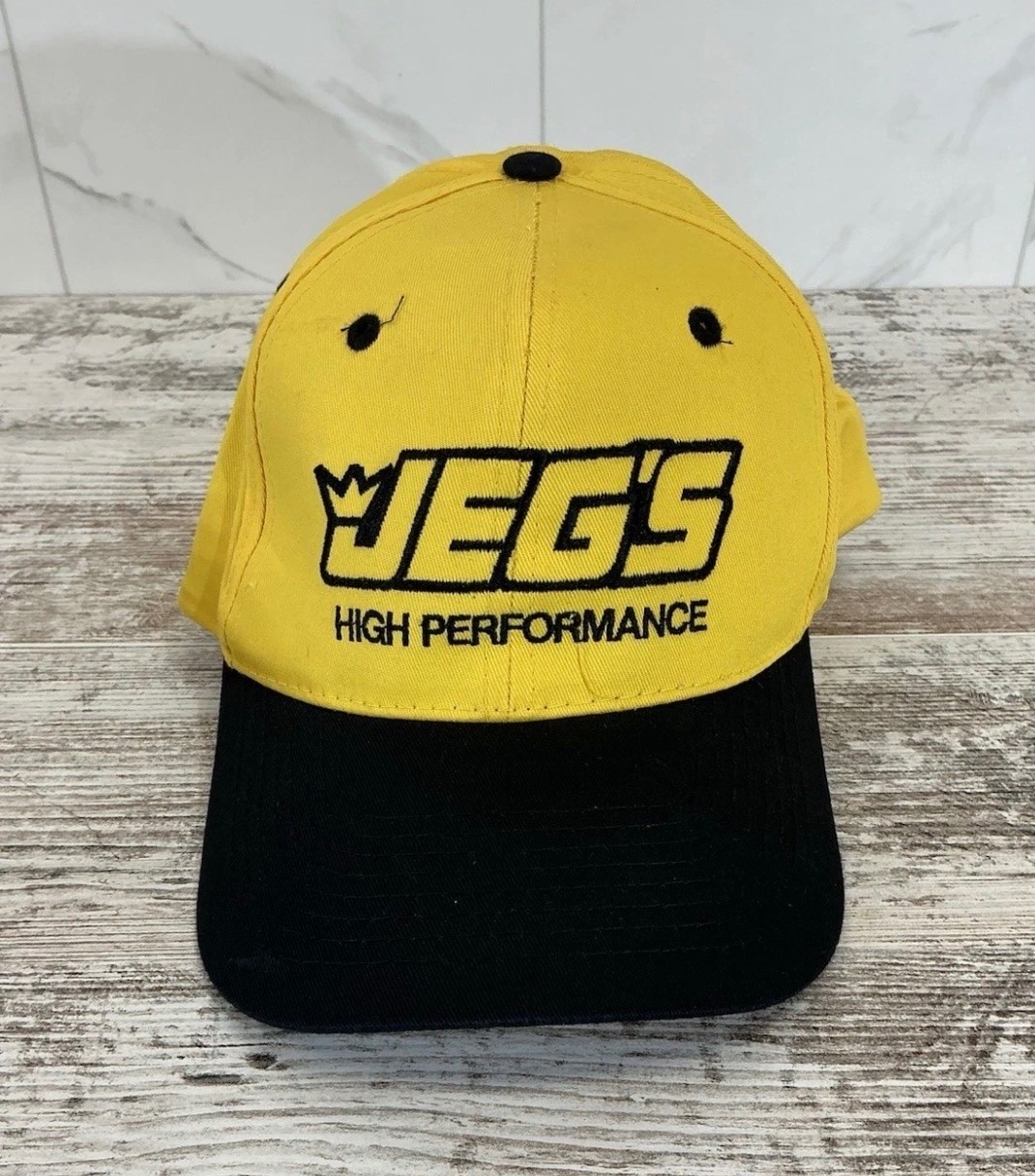 JEGS High Performance Yellow Black Adjustable Baseball Cap Snapback Hat
