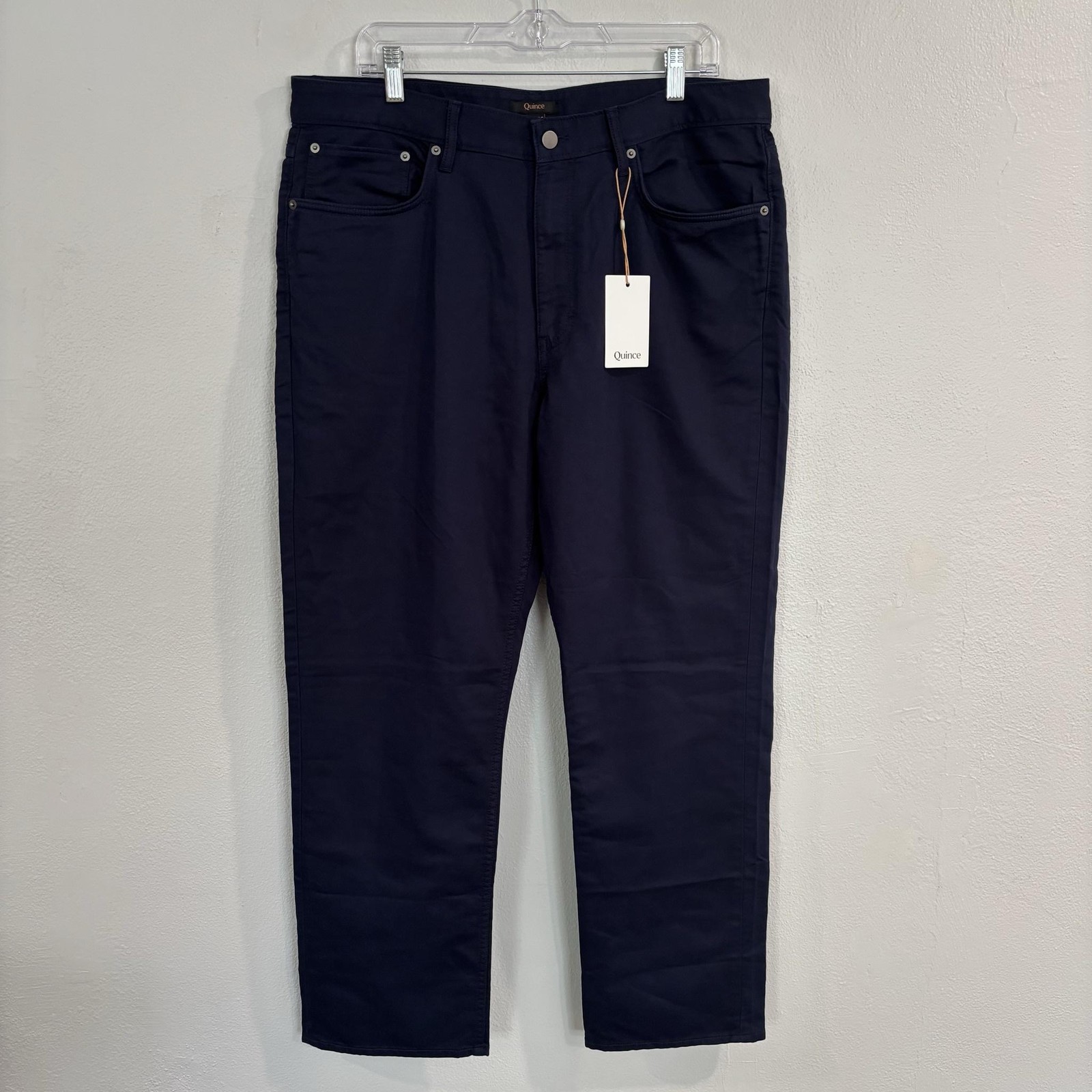 Quince Comfort Stretch Traveler 5-Pocket Pants Mens 36x30 Navy Straight Chino