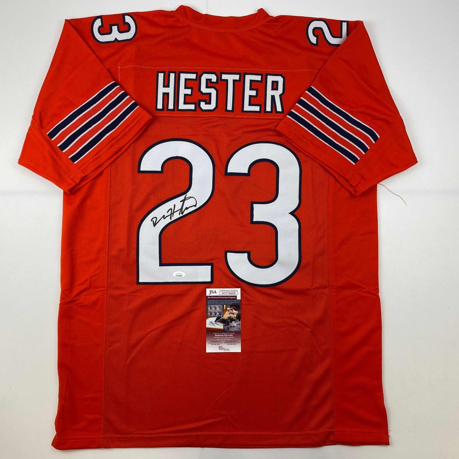 Autographed/Signed Devin Hester Chicago Orange Football Jersey JSA COA Autographed/Signed Devin Hester Chicago Orange Football Jersey JSA COA