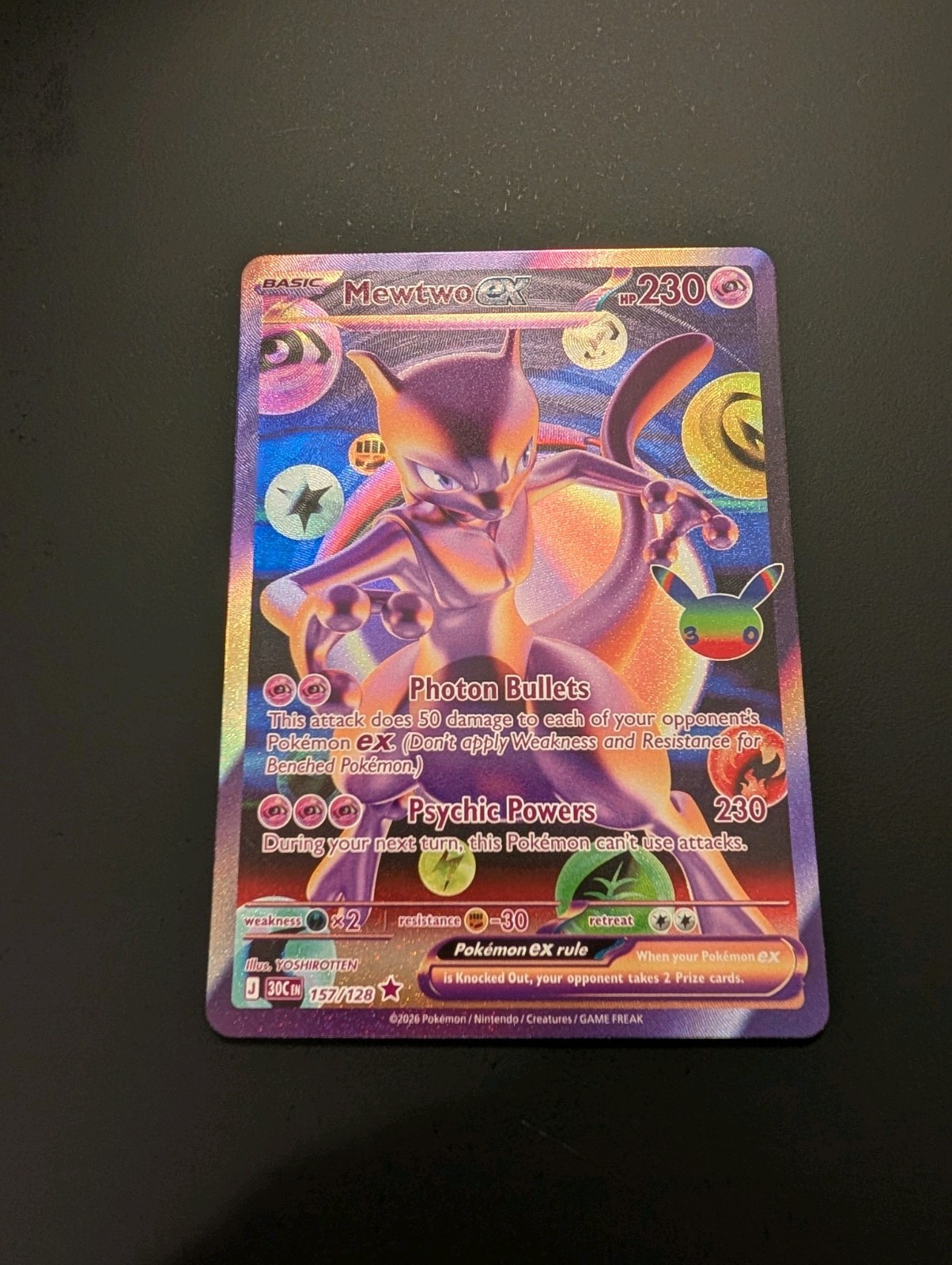 Pokemon 30th Celebration Mewtwo Futuristic Rare 157/128 (In Hand)