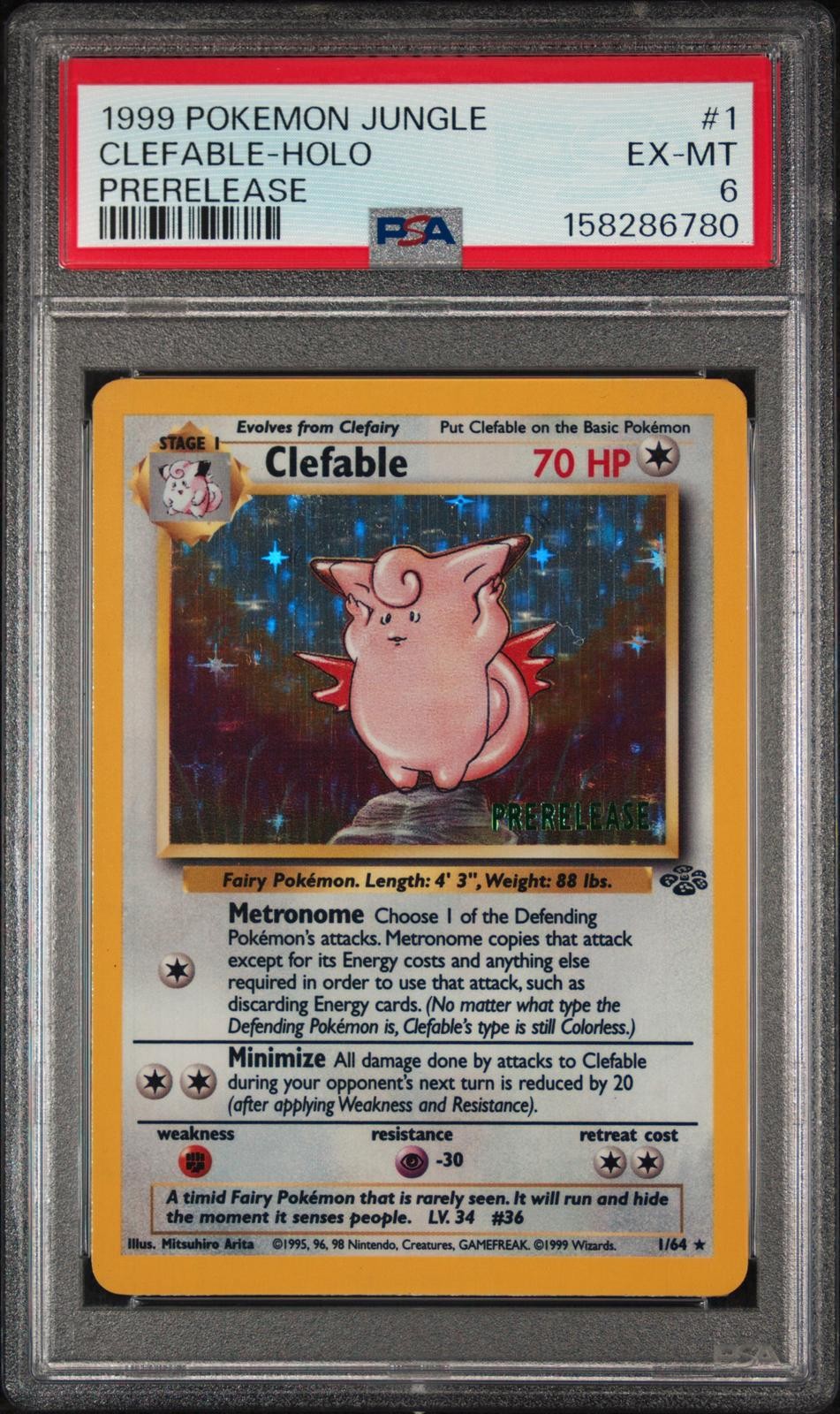 Clefable Holo Prerelease PSA 6 1999 Pokemon Jungle #1 Clefable Holo Prerelease PSA 6 1999 Pokemon Jungle #1