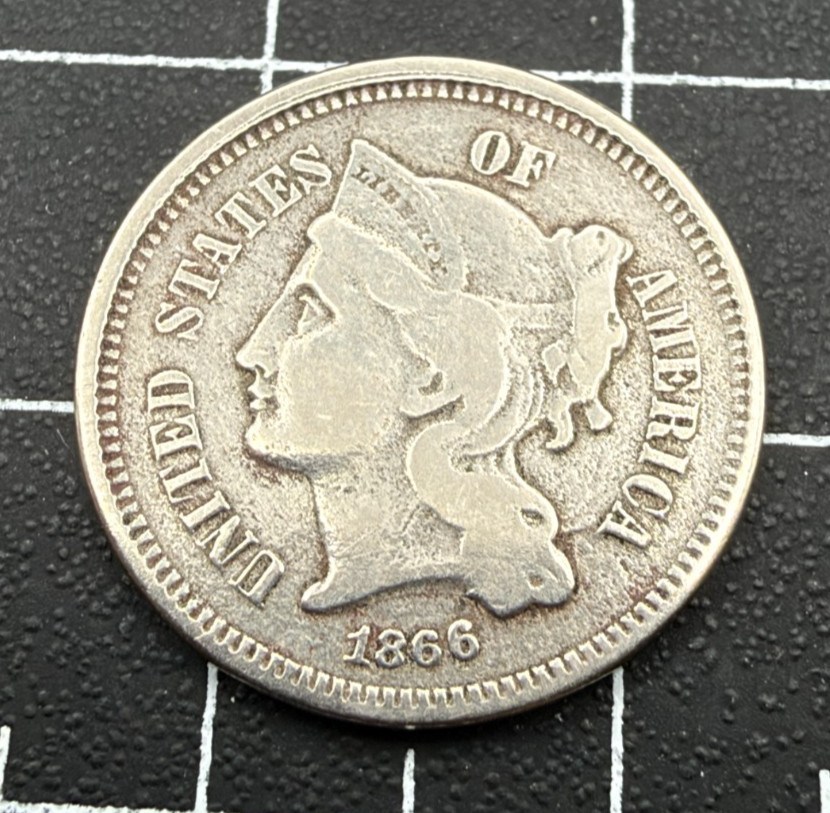 1866 Three Cent Nickel 3c - Fine / VF Condition 1866 Three Cent Nickel 3c - Fine / VF Condition