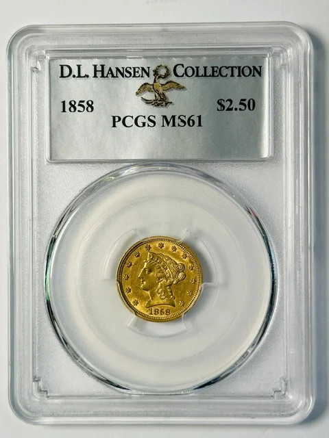 1858 P $2.50 Gold Liberty Head Quarter Eagle PCGS MS-61 1858 P $2.50 Gold Liberty Head Quarter Eagle PCGS MS-61