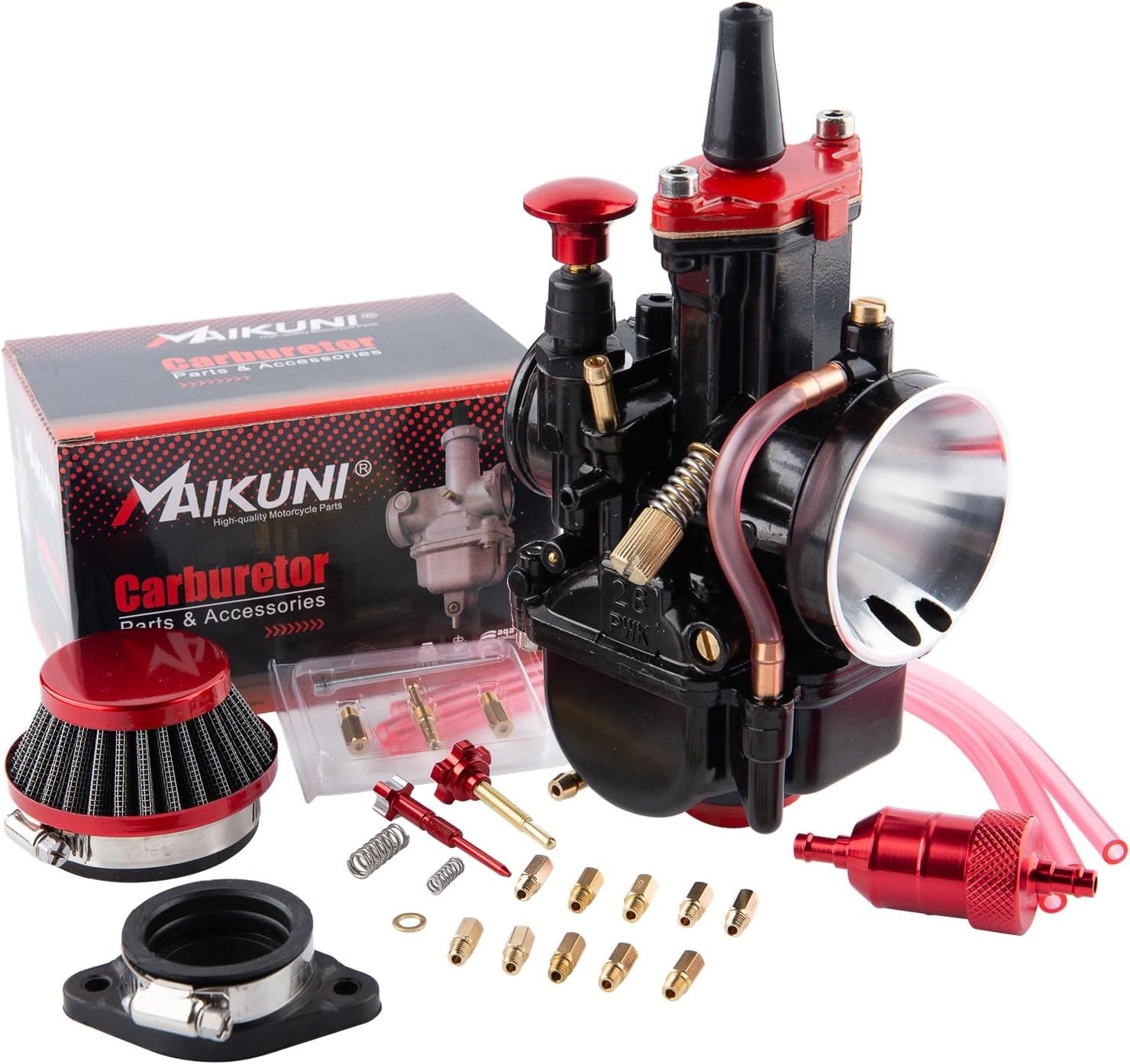 QXBER PWK 32mm Racing Carburetor Kit Air Filter Manifold Jets 2T 4T