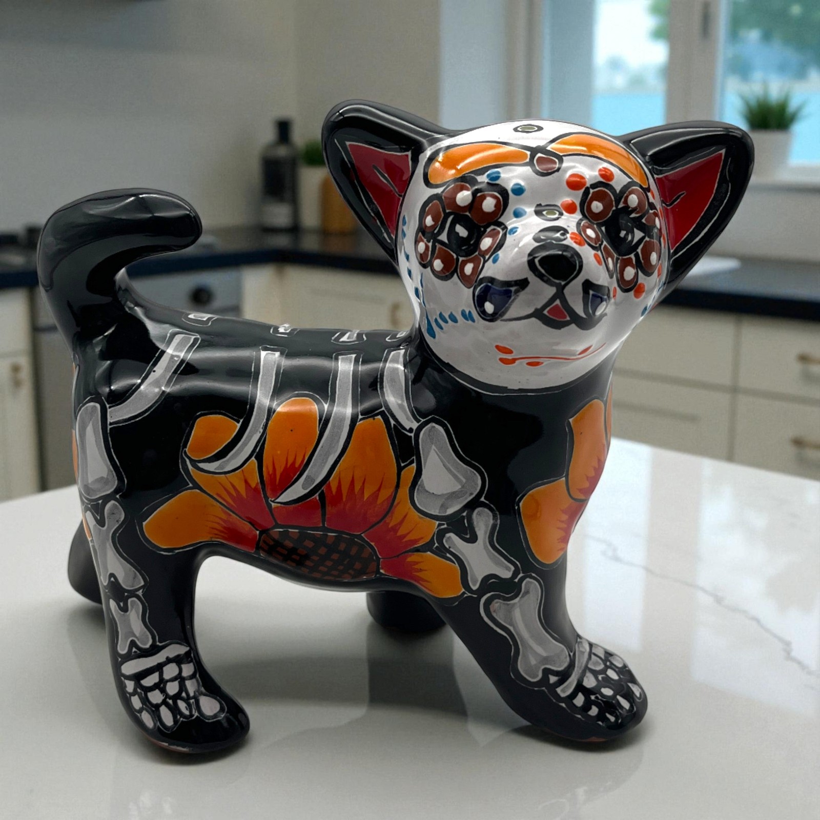Talavera Chihuahua Statue | Handcrafted Mexican Pottery