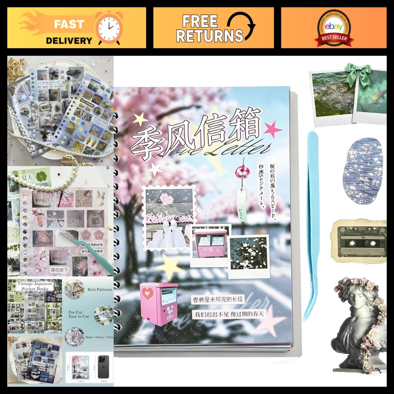 Cute Y2K Japanese Stickers for Journaling, Scrapbooking & Craft Supplies Cute Y2K Japanese Stickers for Journaling, Scrapbooking & Craft Supplies