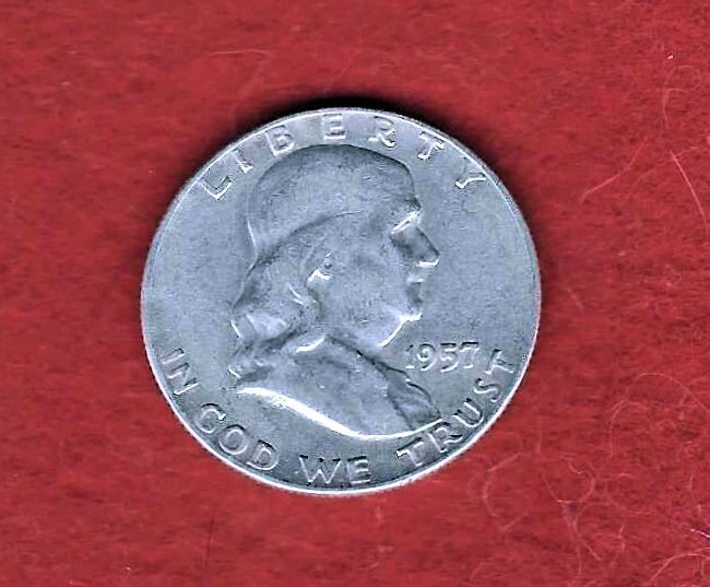 1957 Franklin Half Dollar 50C Silver 0.9 Fineness Business Strike Denver