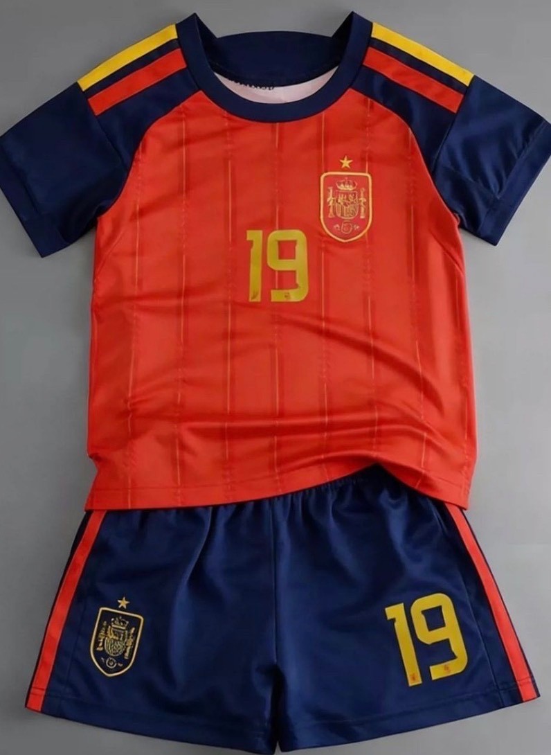 Youth Kid and Adult Lamine Yamal #19 Spain Home Soccer Jersey & Short Set 14-30 Youth Kid and Adult Lamine Yamal #19 Spain Home Soccer Jersey & Short Set 14-30