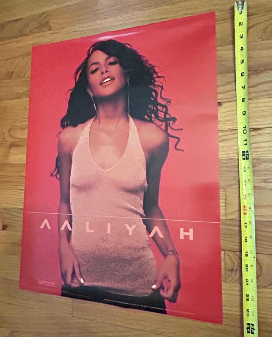 Original VTG Aaliyah 2001 Poster Double Sided Blackground Records Promo Vinyl Original VTG Aaliyah 2001 Poster Double Sided Blackground Records Promo Vinyl