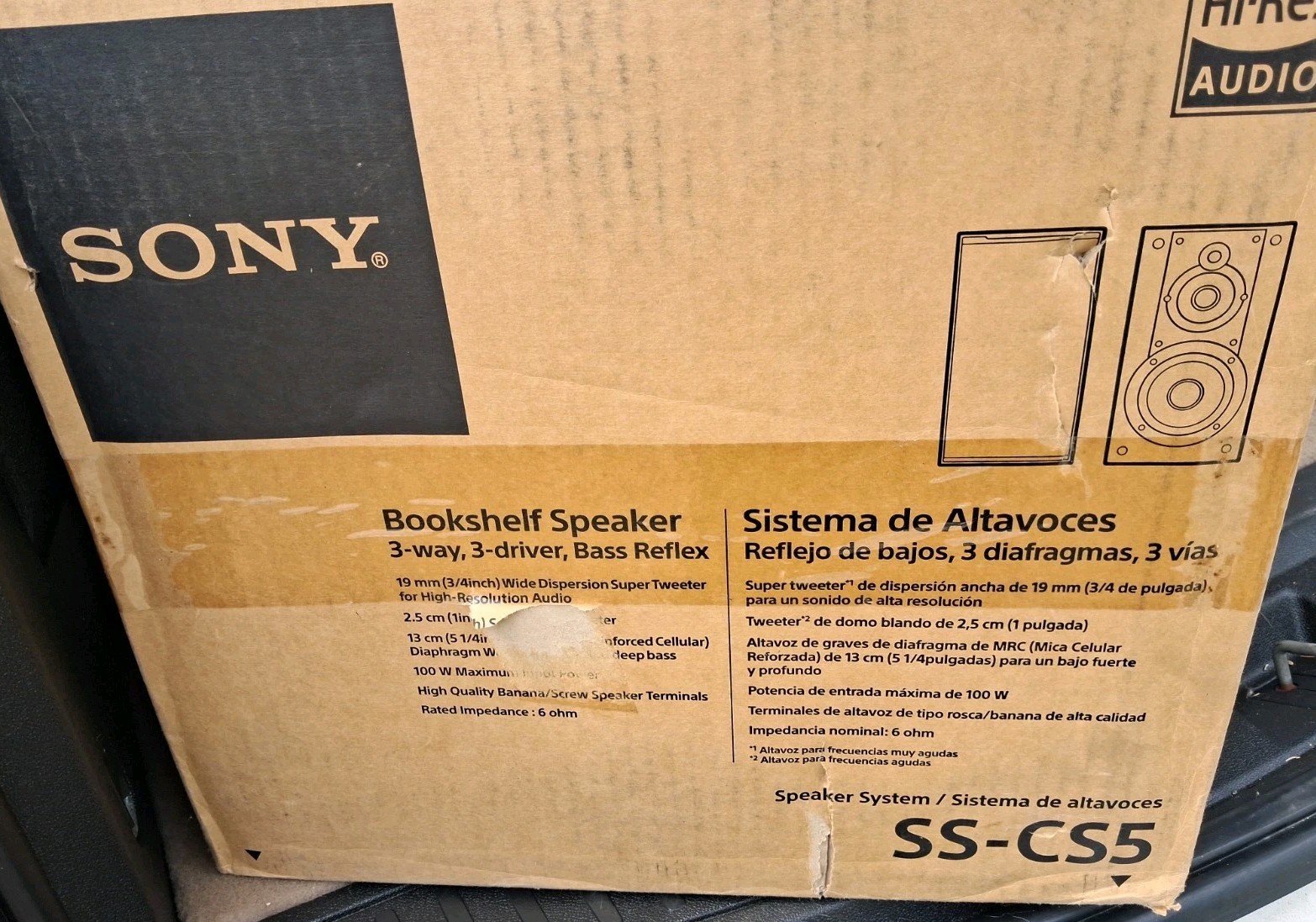 Sony SS-CS5 3-Way 3-Driver Bass Reflex Stereo Bookshelf Speakers Color Black Sony SS-CS5 3-Way 3-Driver Bass Reflex Stereo Bookshelf Speakers Color Black