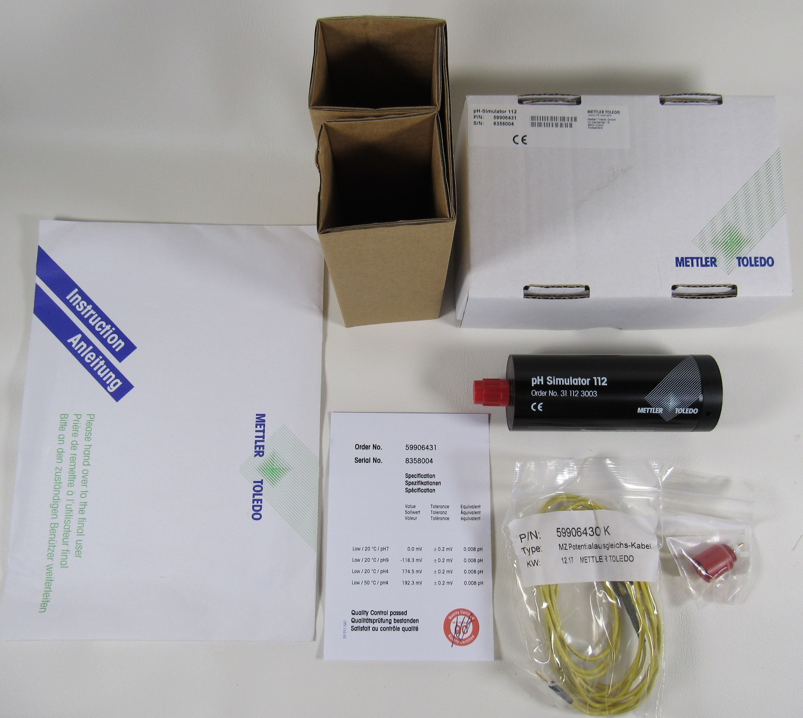 Mettler Toledo pH Simulator 112 With VP Simulator & Equalization Cable NEW w/Box Mettler Toledo pH Simulator 112 With VP Simulator & Equalization Cable NEW w/Box