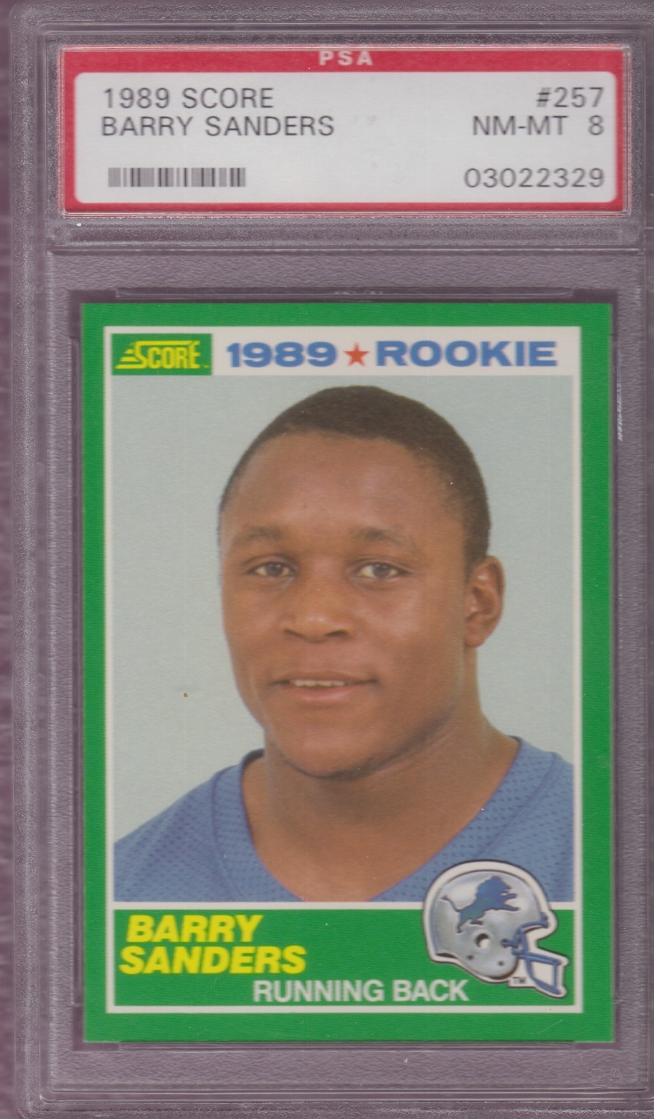 1989 Score Barry Sanders #257 (RC) PSA 8 1989 Score Barry Sanders #257 (RC) PSA 8