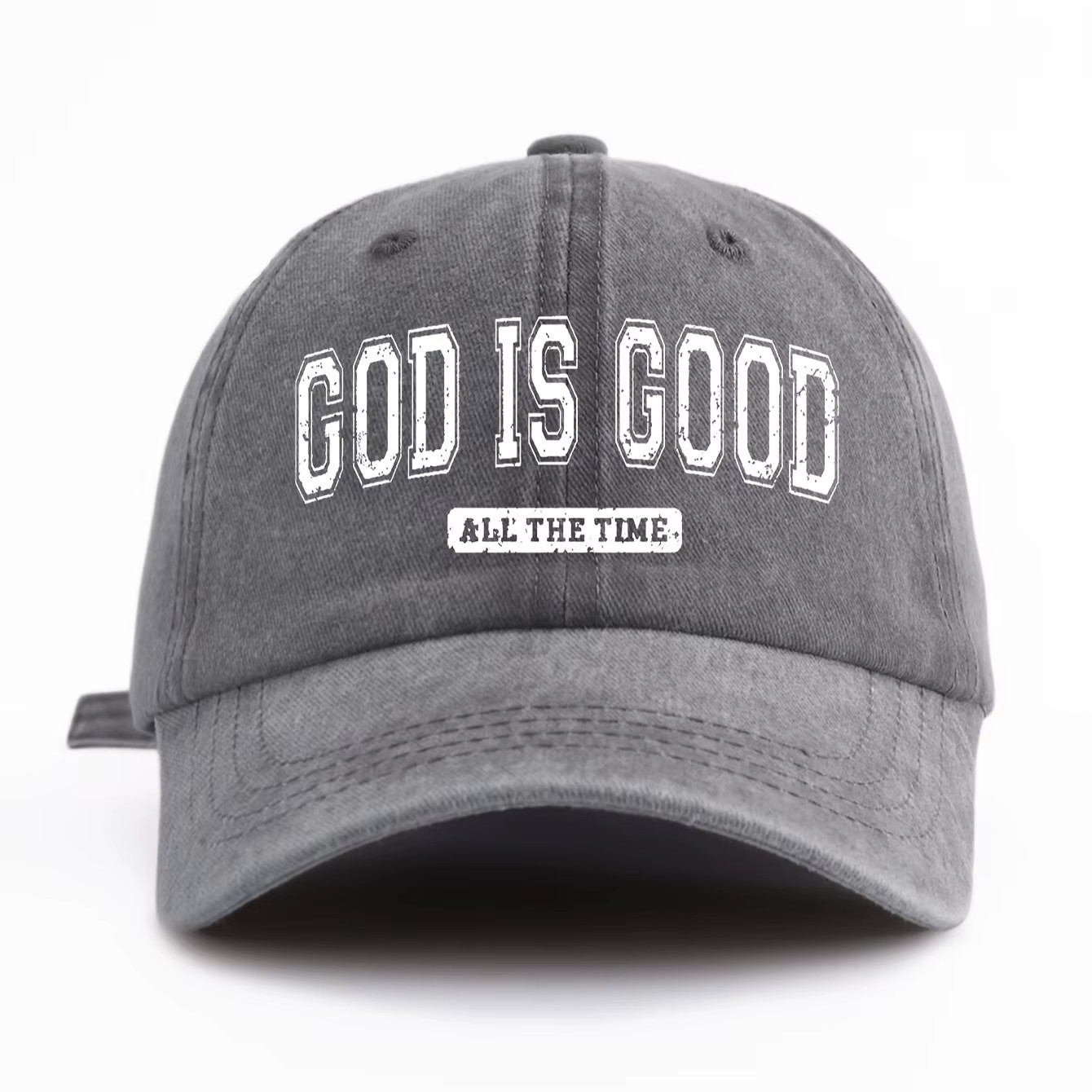 NEW Gray God Is Good Hat – Vintage Washed Christian Faith Hat, Adjustable