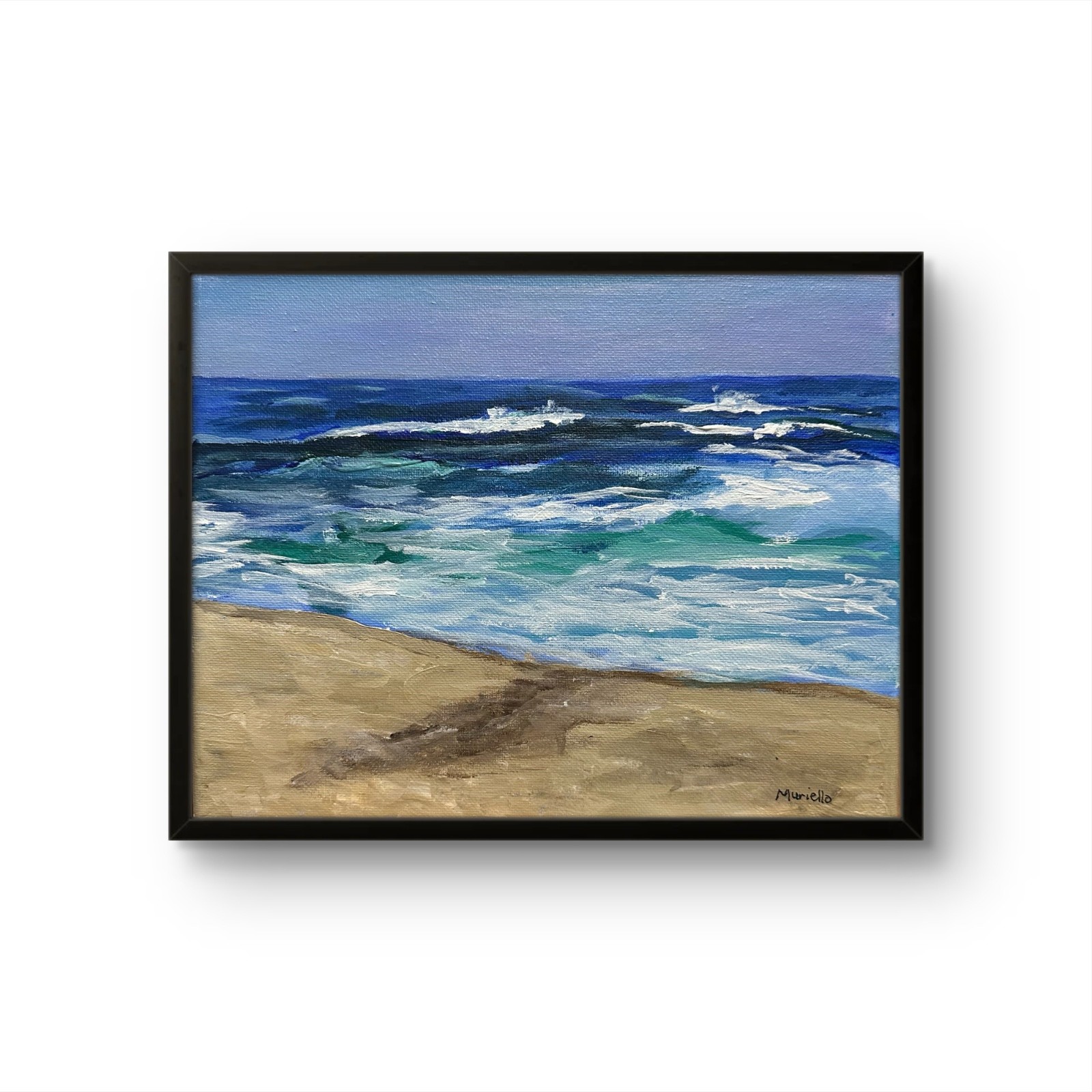 Muriello Original 8x10 Impressionist Ocean Beach Waves Painting Signed Canvas Muriello Original 8x10 Impressionist Ocean Beach Waves Painting Signed Canvas