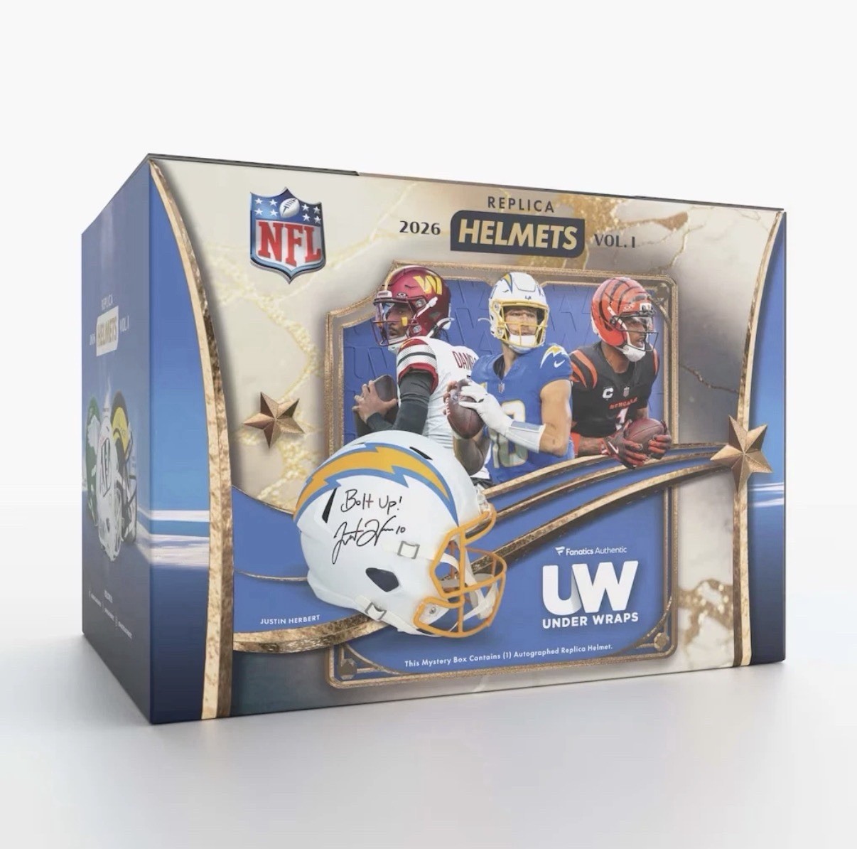 2026 Fanatics Under Wraps Autographed NFL Replica Helmet Vol 1 Mystery Box