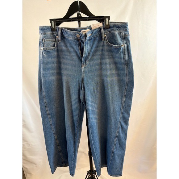 Sonoma Goods For Life Womens Mid-Rise Wide Leg Stretch Jeans Medium Wash 18