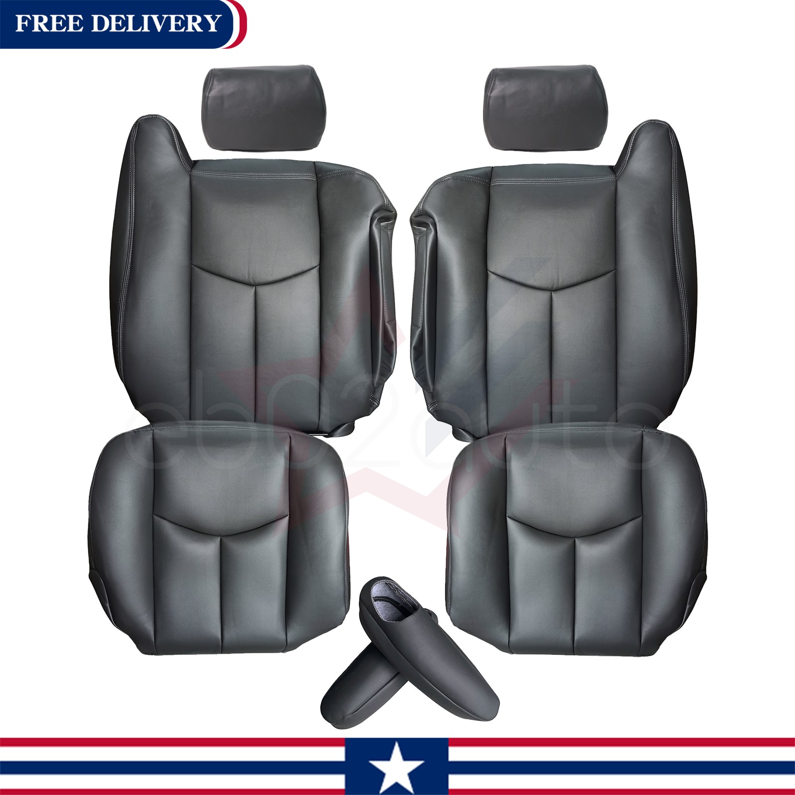 Fits 2003 - 2006 Chevy Silverado Driver & Passenger Leather seat cover Drak Gray