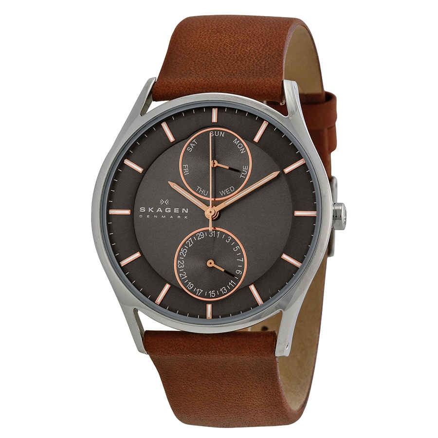Skagen Holst Charcoal Dial Brown Leather Men\'s Watch SKW6086