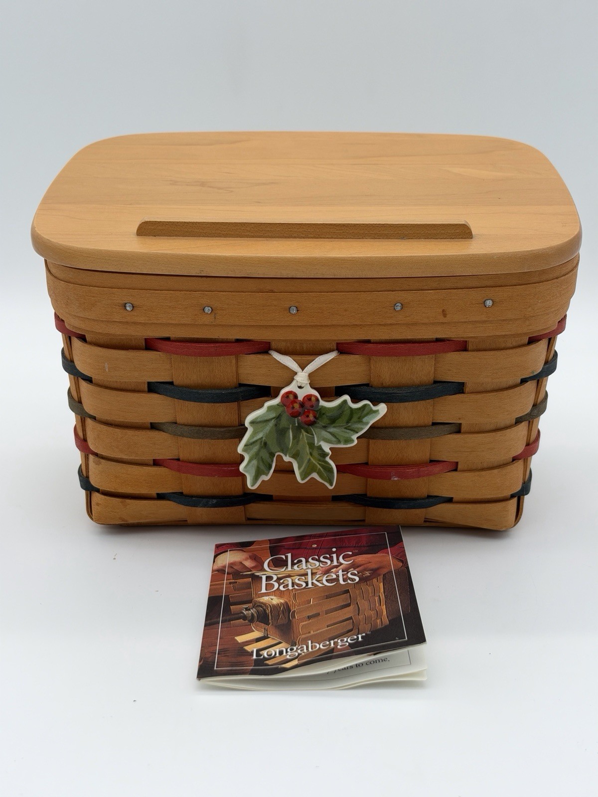 Vintage 2001 Longaberger Recipe Woven Basket w/Lid Liner Tie-on Christmas Rare Vintage 2001 Longaberger Recipe Woven Basket w/Lid Liner Tie-on Christmas Rare