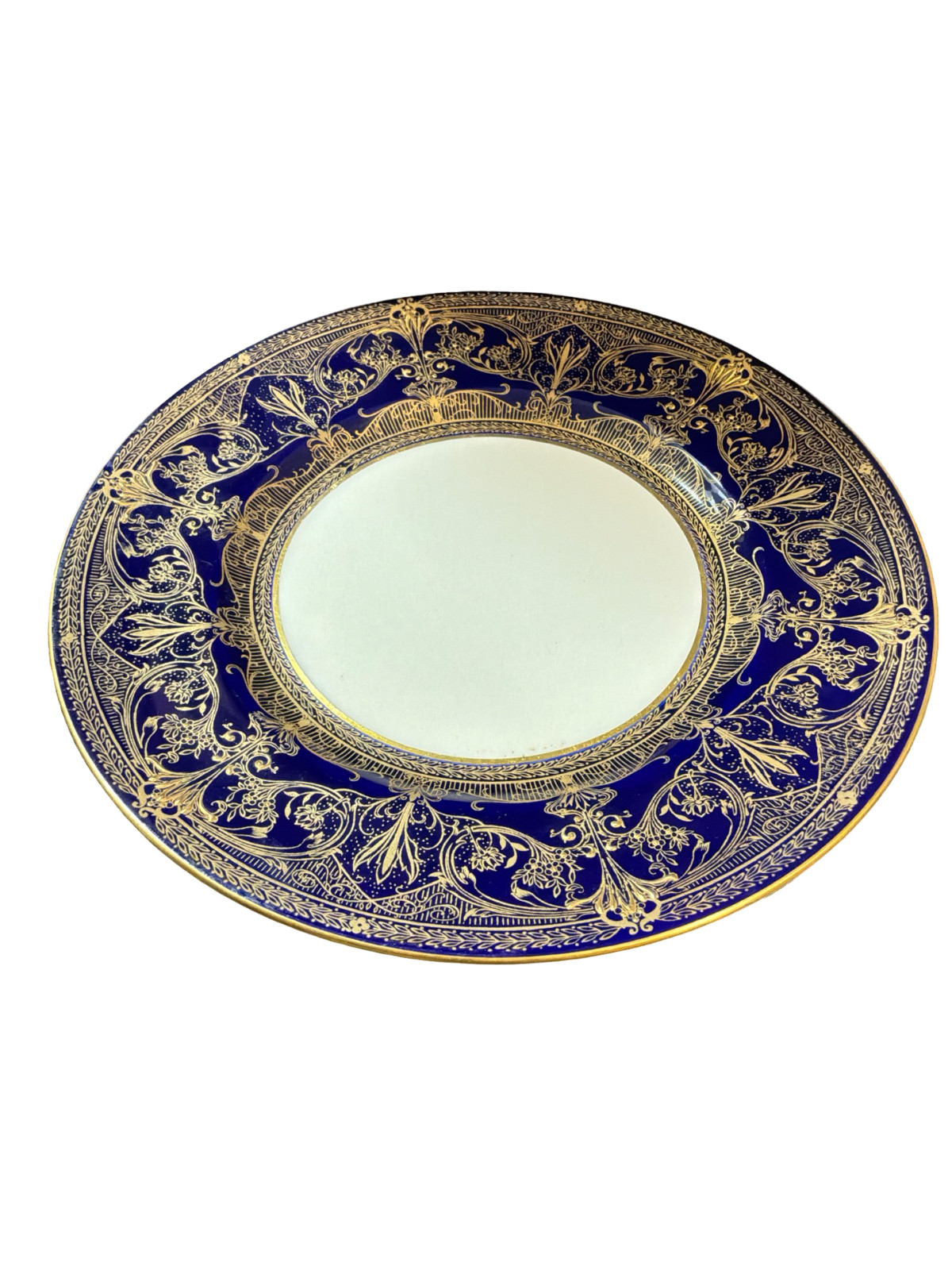 ROYAL WORCESTER Cabinet Plate — Pattern Z1708 — Cobalt Blue & Raised Gilt